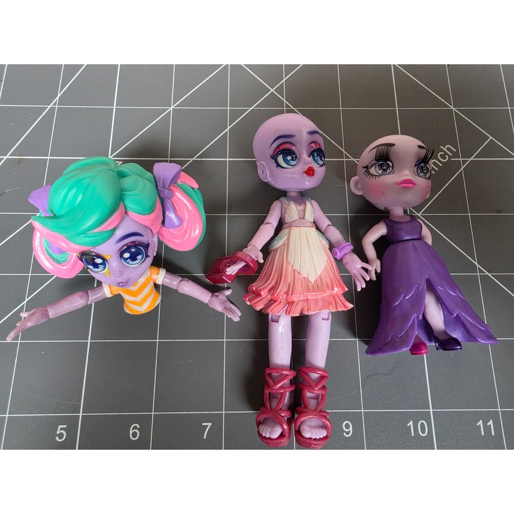 Capsule Chix Dolls Lot Parts Custom OOAK Purple Figures Missing Hair